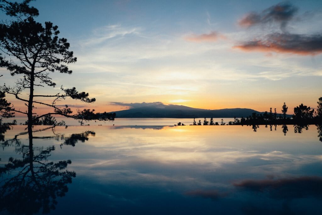 Sunset over the Atlantic from the infinity pool.